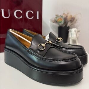 Gucci Black Wedge Loafers